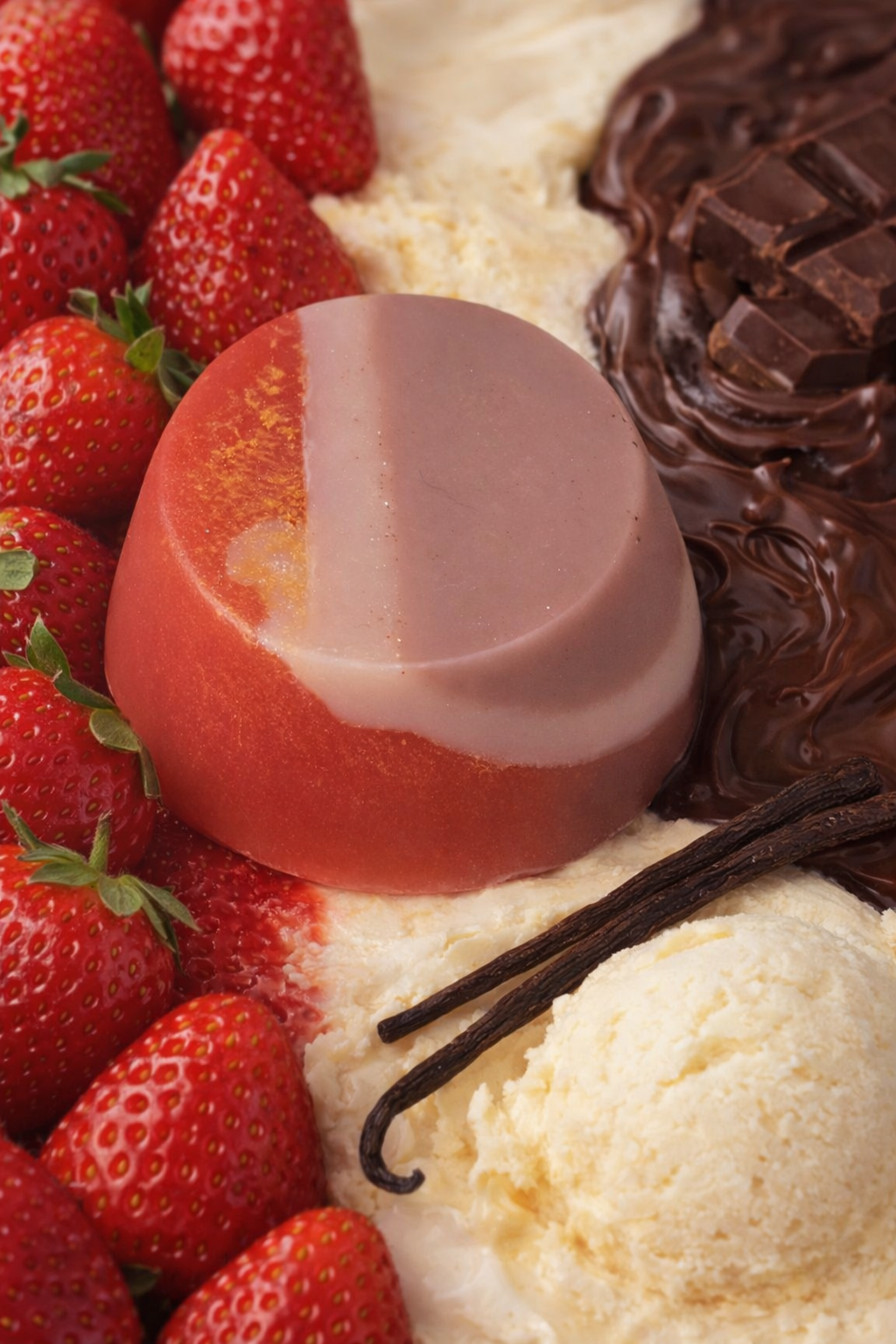 Jabón Artesanal de Fresa, Vainilla y Chocolate – Aroma Dulce y Cremoso