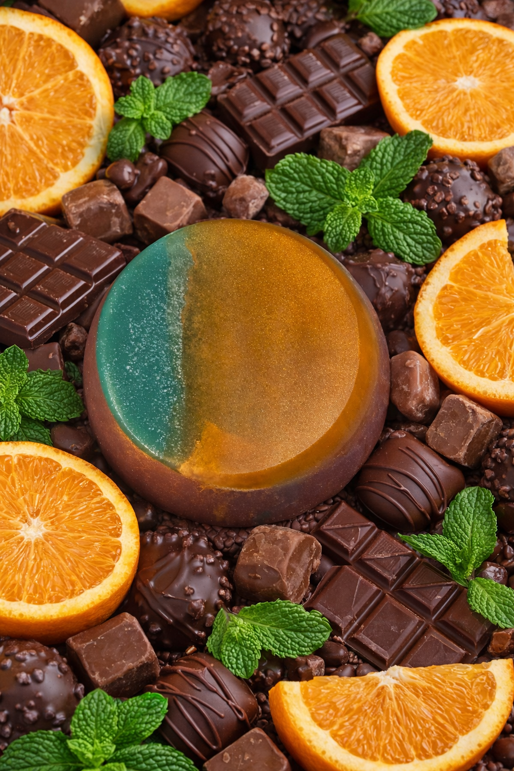 Jabón Artesanal de Chocolate, Menta y Naranja – Aroma Fresco y Dulce